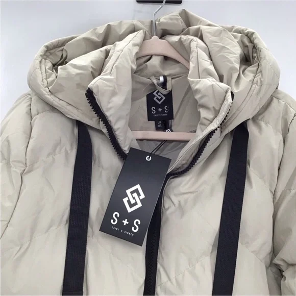 Anthro Black & Cream Hooded Puffer Jacket by Saint & Sinner - Picture 4 of 16